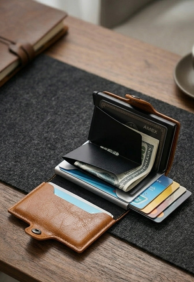 Premium Carbon Fiber Pop-Up Wallet & Minimalist Card Holder