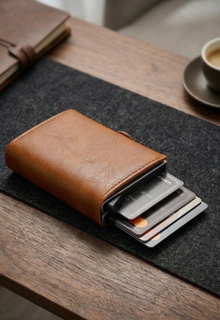 Premium Carbon Fiber Pop-Up Wallet & Minimalist Card Holder