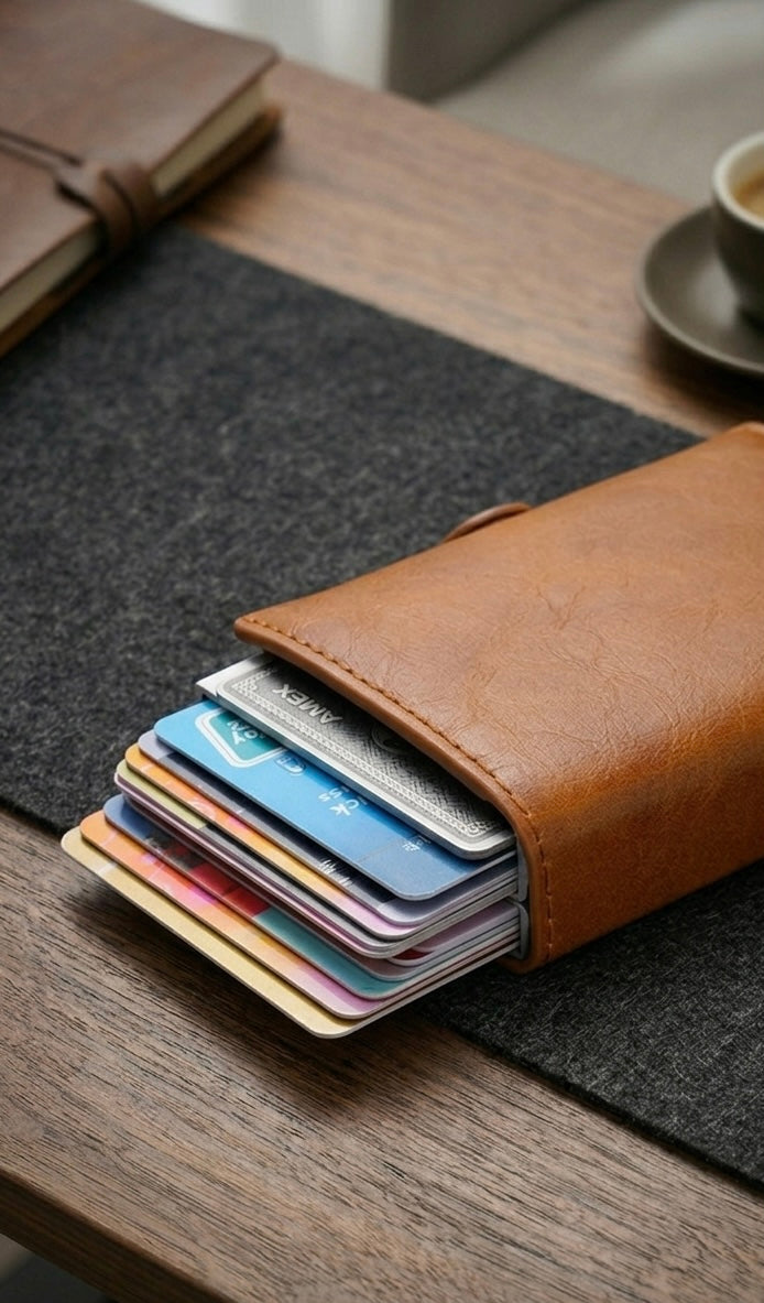 Premium Carbon Fiber Pop-Up Wallet & Minimalist Card Holder