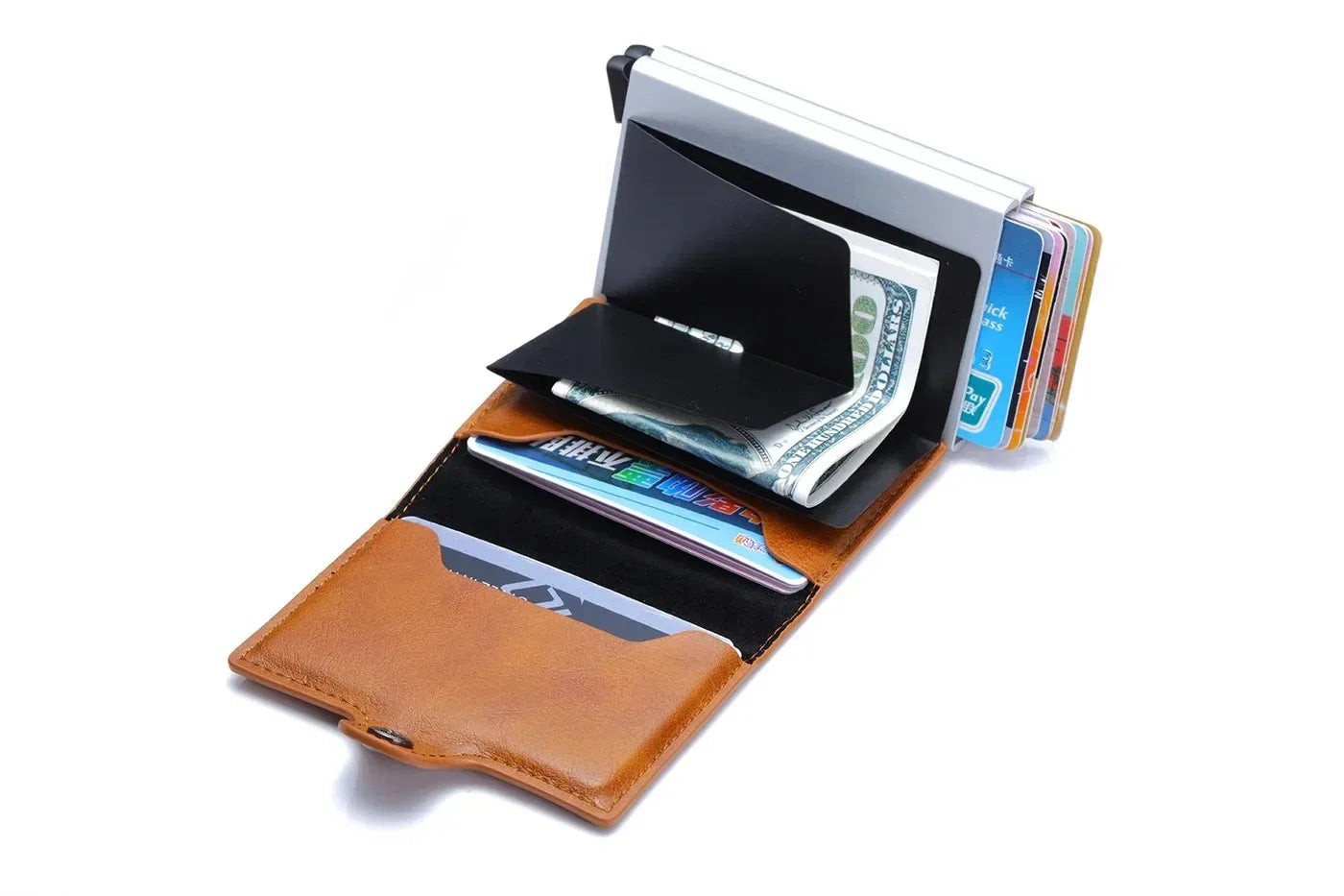 Custom Gift Men’s Carbon Fiber Wallet Engraved Name Mini Pop-Up Design RFID Security 12 Card Holders Top Quality Small Money Bag