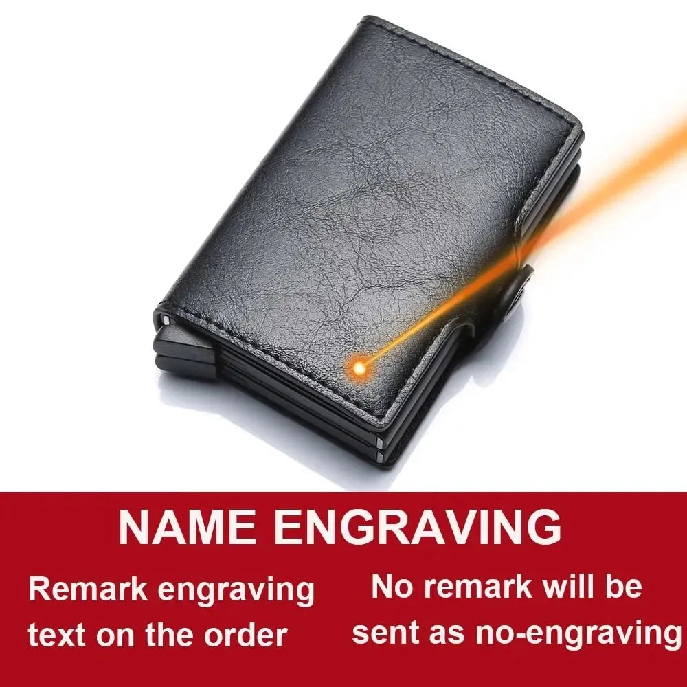 Custom Gift Men’s Carbon Fiber Wallet Engraved Name Mini Pop-Up Design RFID Security 12 Card Holders Top Quality Small Money Bag